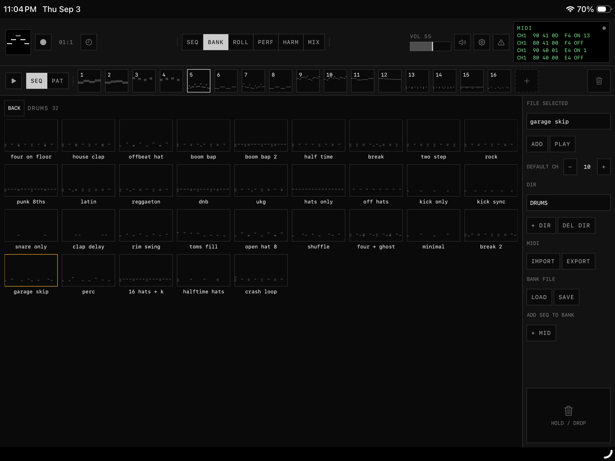 epicMIDI BANK page