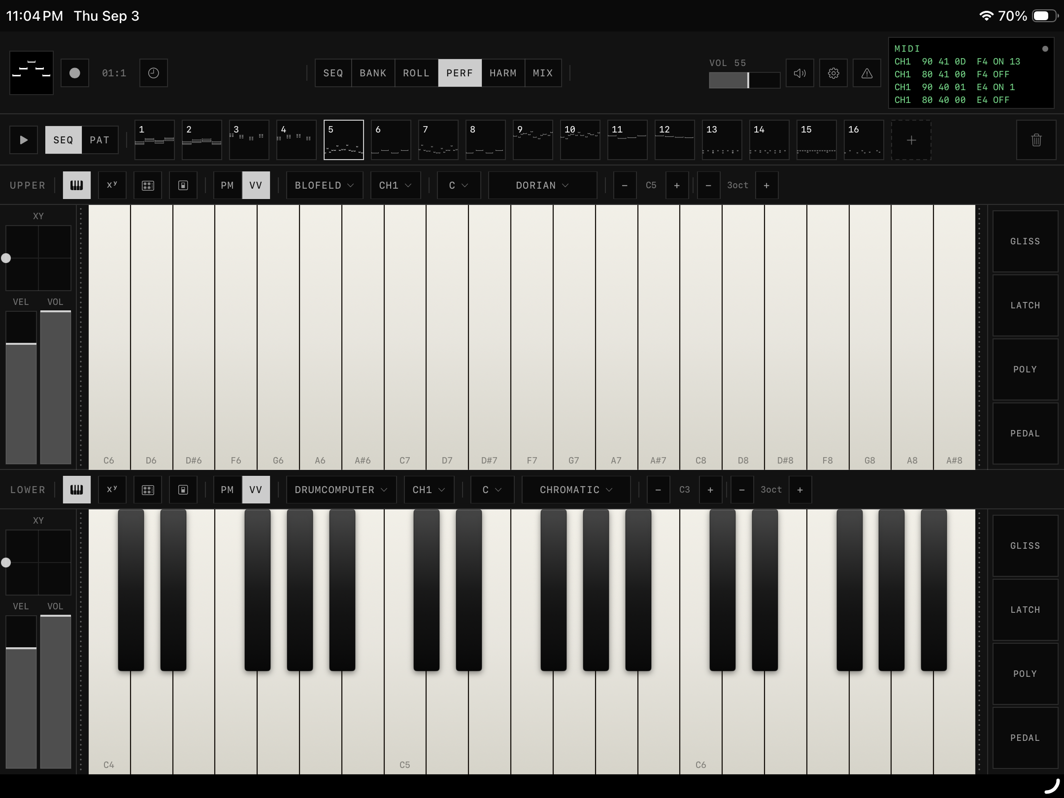 epicMIDI performance surfaces