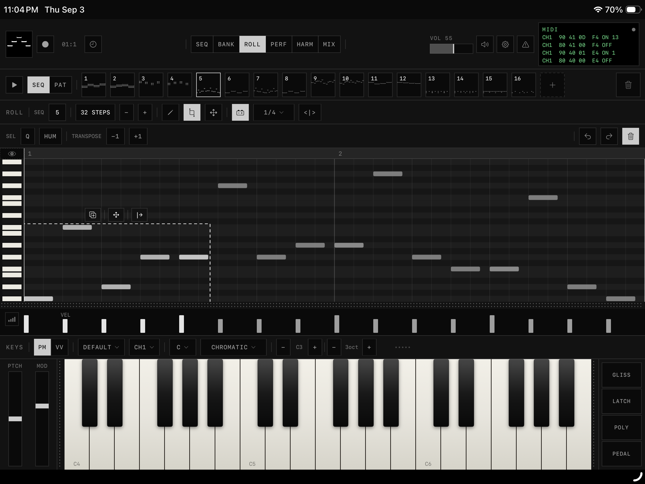 epicMIDI piano roll